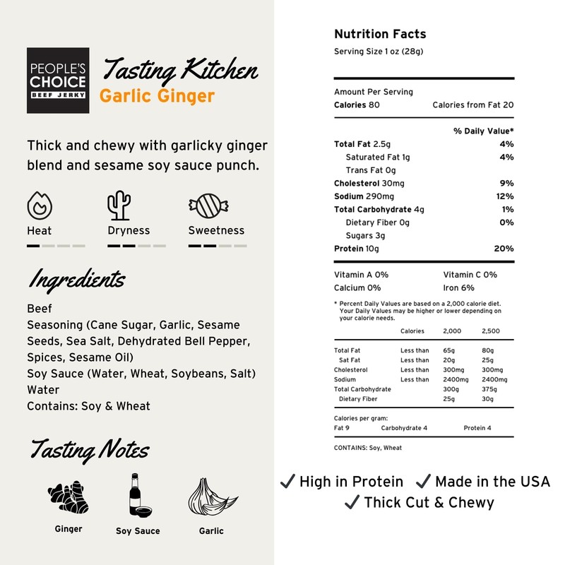 People’s Choice Beef Jerky – Tasting Kitchen – Garlic Ginger
