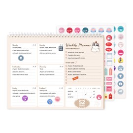 JollyTrip Weekly To Do List Notepad 8.5" x 11" Spiral Bound Undated Planner, 52 Sheets Tear Off Weekly Desk Planner with Checklist, For Work Office Home (Pink, 1Pack)