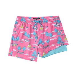 CoozySphere Mens Swim Trunks with Compression Liner 5 Inch Inseam Swimming Trunks Shorts for Men Pink Crocodile Bathing Suit