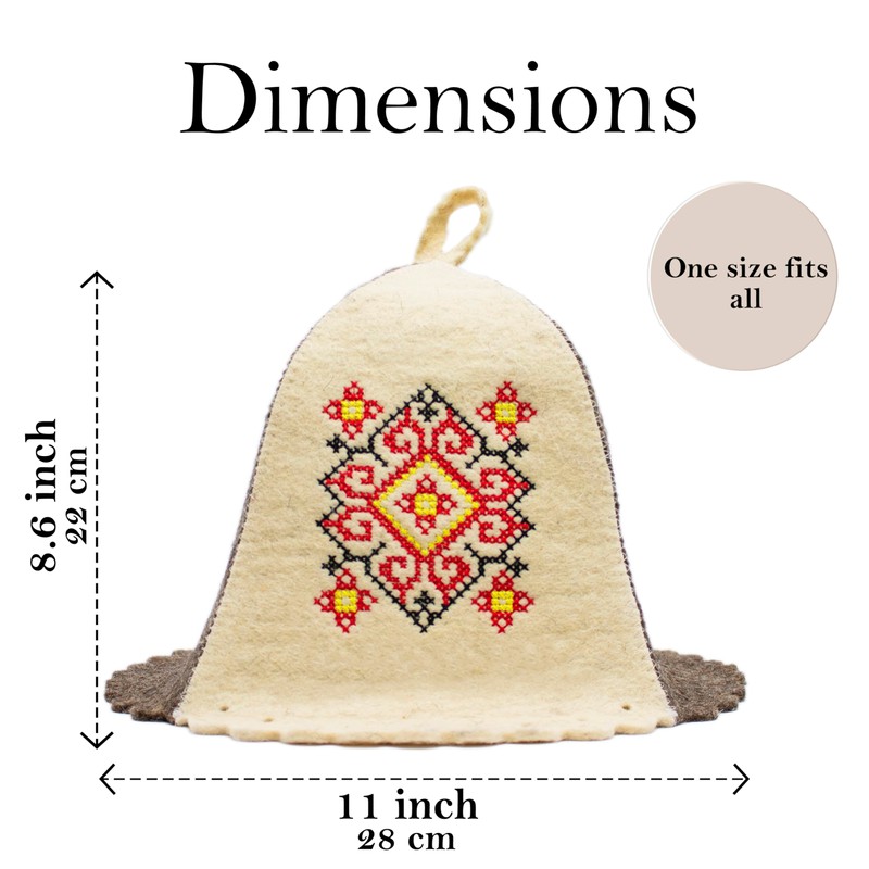 SHSH trade group Ukrainian Wool Sauna Hat Embroidered Ornament Vyshyvanka