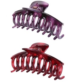 RosyWide Hair Clip, Hair Clip, Hair Ornament, Large, 4.3 inches (11 cm) (Red + Purple)