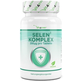 Selenium with 200 mcg of selenium per tablet, 365 tablets, daily only 1 tablet, 1 year of continuous supply, sodium selenite, inorganic, 100% vegan, Vit4ever
