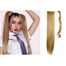 Ponytail 60 cm Long Straight Wrapped Extension Synthetic Hair Extension Extensions Curly Clip in Ponytail Hairpiece for Women