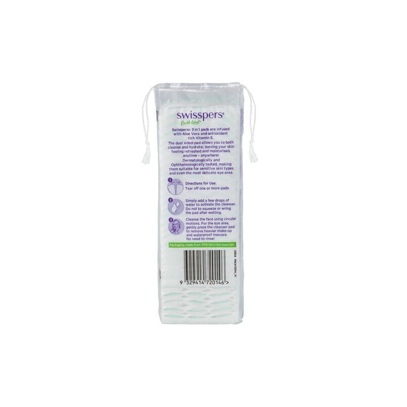 Swisspers 3in1 Aloe Vera & Vitamin E Cleanser Infused Pads