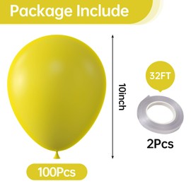 KALOR 10 Inch Yellow Balloons, 100 Pcs Latex Helium Balloons for Kid's Birthday Party Baby Shower Wedding Graduation Graduation Party Decorations