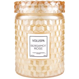 Voluspa Bergamot Rose, Large Candle Jar, 18 oz, 100 Hour Burn Time, All Natural Wicks and Coconut Wax for Clean Burning, Vegan, Poured in The USA