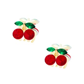 EZ PEACH Hair Claw Small Hair Clip, Mini 2 Pieces Cherry Bangs Clips, Hair Ornament, Cute, Adult, Sparkle, Hair Clip, Women's, Cute, Hair Clip, (Red)
