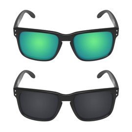 Galvanic Replacement Lenses for Oakley Holbrook OO9102 | Holbrook RX OX8156 Sunglasses - Multiple Choices, Jade + Black - Combo Pack, 0