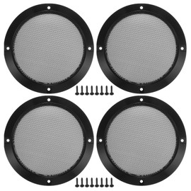ACROPIX Universal 5" Car Speaker Grills Cover Mesh Round 5 Inch Audio Speaker Subwoofer Guard Protector Case with Mounting Screws Iron Gloss Black - Pack of 4