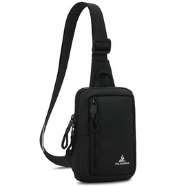 Peicees Small Crossbody Bag for Men Women Mini Sling Bag Travel Running Phone Daypack Cross Body Shoulder Bags, 2 Sizes, Mini Black