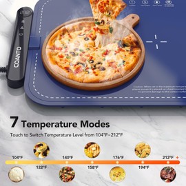 Warming Mat for Food, Waterproof Warming Tray for Buffets Party, Food Warmer with 7 Temperature Settings, Roll-Up Storage, 23.6"x14.6", Blue