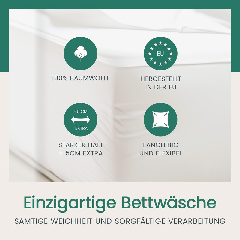 VelvetHome Fitted Sheet, 200 x 200 cm, 100% Combed Cotton,