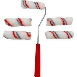TIJAR® Pack of 5 Paint Roller Set, High Performance Mohair 4" (100mm) Decorating & Painting Mini Roller Sleeves Ideal for Varnish, Gloss, Satin finishes (5)