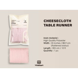 Vitalizart Cheesecloth Table Runner 10ft Gauze Boho Rustic Pink Cheese Cloth Table Runner for Wedding Bridal Shower Fall Thanskgiving Decoration 120 Inches