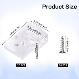 20 Set Mirror Hangers for Wall Mounting - Holders, Brackets, Hanging Clips - Clear Plastic Glass Crystal Hardware Frameless Kit
