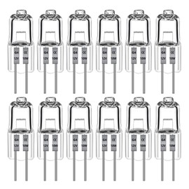 Pack of 12 G4 Halogen Bulbs 10 W 12 V, G4 Clear Capsule 2 Pin Bulbs, Dimmable G4 Halogen Bulbs, Warm White 2700 K, for Chandelier, Interior Lighting, Kitchen Lighting, Rail Lighting