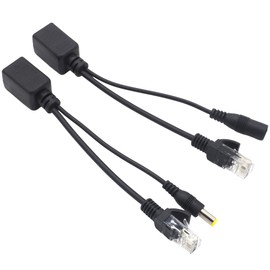 1 Pair Audio Fan POE Splitter POE Adapter RJ45 Wired Cable DC 5.5mm OD 2.1mm ID Male Female