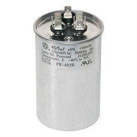 PowerWell 45+5 MFD 45/5 uf 370 or 440 Volt Dual Run Round Capacitor PW-45/5/R for Condenser Straight Cool or Heat Pump Air Conditioner - Guaranteed to Last 5 Years