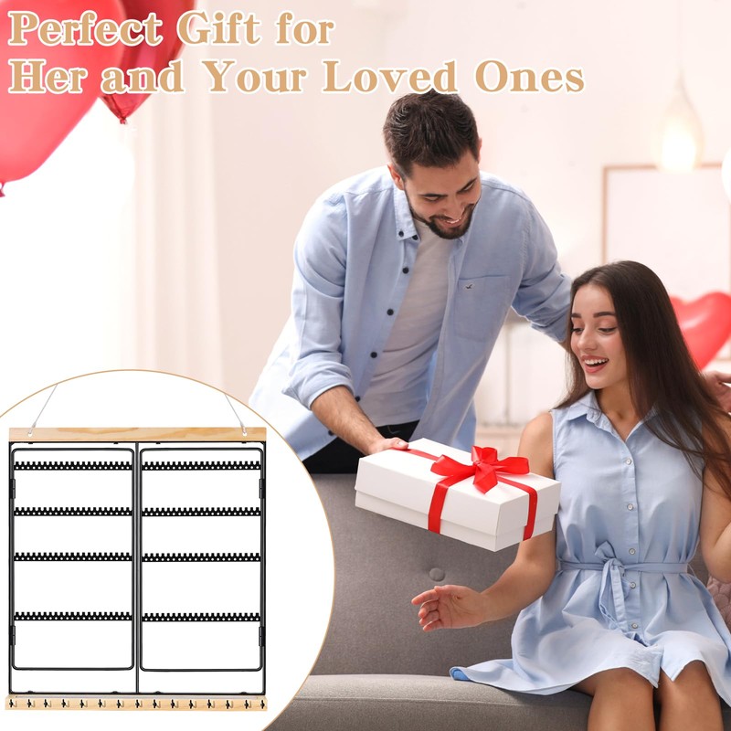 Hanging Jewelry Organizer 4-Tier Wall Earring Holder for Necklaces, Rings