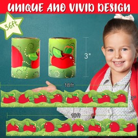 ​Quera Apples Scalloped Bulletin Board Stickers Borders Fruit Die-Cut Border Trim Classroom Wall Decor Paper Cutouts Back-to-School, First Day of School 36 ft.​