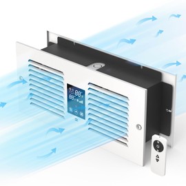 Apexicalo Room to Room Fan with Remote Control, 300CFM Through Wall Vent Fan, 5-Speed Ventilation, with Temperature Control, for Kitchen, Laundry, Hardwired, RTR300