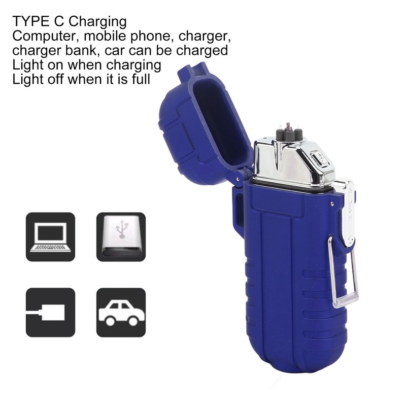 Outdoor Double Arc Electric Lighter Portable Waterproof Flashlight Lighter Charging