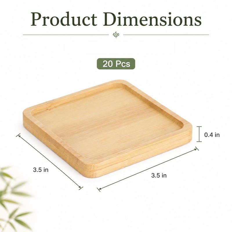 20Pcs Wood Coasters, 3.5 x 3.5 in Blank Bamboo Coasters