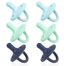 Kosiy Sweet Child Baby Soother Pacifier | Juego de 6 pacifiers de silicona con mango plegable | Dos orificios de aire para mayor seguridad | para niños o niñas recién nacidos 0-6 meses