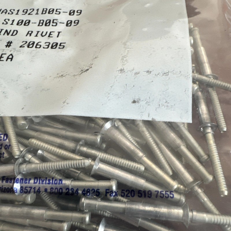 HUCK Quantity-100 NAS1921B0509 HUCK Blind rivets. New. BB9 R13