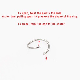 Silver Nose Rings Hoop 12mm Septum Rings for Men 20 Gauge Helix Earring for Conch Rook Earlobe Piercing Men's Nose Ring 20g Lip Rings 6pcs