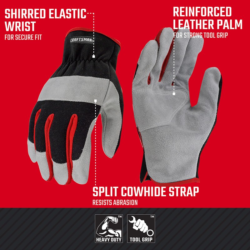 Radians Craftsman Performance Hybrid Leather Work Glove L, Red (CMXPGRA216L)