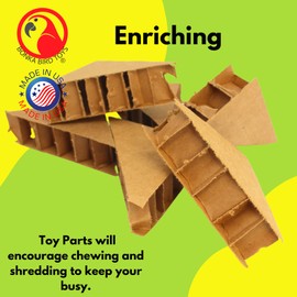 Bonka Bird Toys 2302 Pack 6 Cardboard Triangles Foot Talon Craft Part Chew Shred Forage Manipulate Soft Texture Art Making Projects