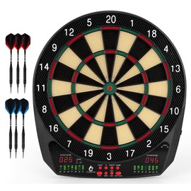 Electronic Dart Board, 35 Games and 580 Variants Electric Soft Tip Dartboard Set, Digital Dartboards for Adults with 6 Darts, 100 Soft Tips