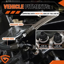 6AN Power Steering Pump Hose Kit Compatible with Chevy C10 LS Swap Connects, Fit for GM Type 2 Pressure Line