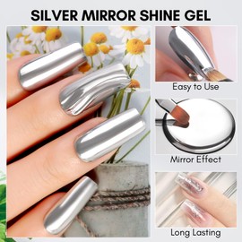 Makartt Malerei Gel Nagellack UV: Silber Chrome Spiegel Metallic Effekt - für Nail Art