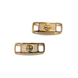 ICEDIAMOND Hip Hop Jewelry Charm Shoelace Buckle, 2Pcs Iced Out Lab Diamond AF1 Stylish Shoes Accessory for Snkrs Shoes Lover (Smile-Gold)