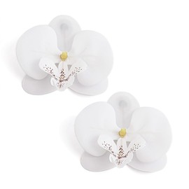 Caiyao Big Flower Large Butterfly Orchid Earrings for Women Colorful Phalaenopsis Orchid Blossom Floral Dangle Drop Earrings Unique Bohemian Oversized Acrylic Resin Flower Earrings-white