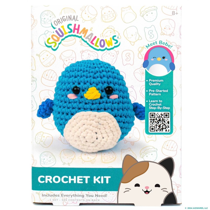 Squishmallow Original Bebe The Bluebird Crochet Kit, Includes Yarn, Crochet