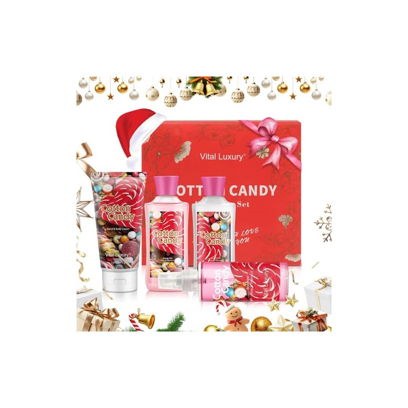 Set Regalo Baño Cuerpo Algodón Azúcar Kit Viaje Piezas Loción