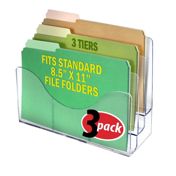 Azar Displays 250099-3PK Three Tier File and Brochure Desktop Wall