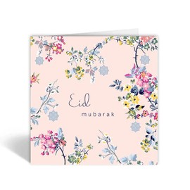 Eid Mubarak Islamic Greeting Card in Pink