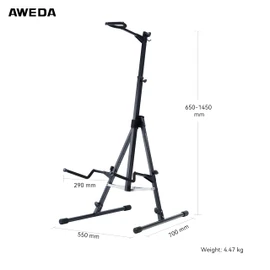 AWEDA Acoustic Double Bass Stand Adjustable Neck and Support Arms Portable Cross-bar Structure