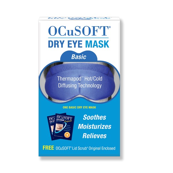 OCuSOFT Dry Eye Mask Basic - Reusable Hot & Cold Compress & Eye Mask for Dry Eyes- Soothes Dry & Irritated Eyelids & Eyes - 1 pc Premium Eye Mask & 2 pcs Eyelid Cleanser