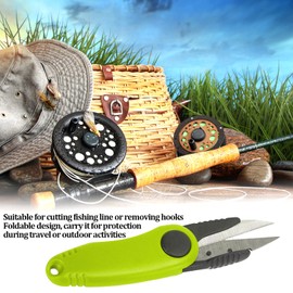 EIMSOAH Foldable Fishing Tackle Cutter, Portable Shrimp Fishing Line Scissors, Fishing Tackle Folding Scissors, for Cutting Fishing Line with Protective Case (3#Yellow)