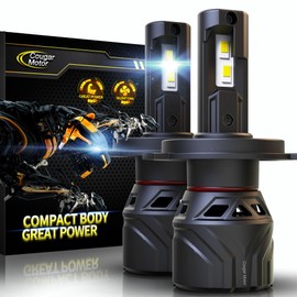 Cougar Motor H4 Bulbs, 9003 Fog Lights 6500K White Non-Polarity H4 Fog Bulb or Off-Road Use Plug and Play - Pack of 2