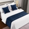 AMBERIS Bed Runner Dark Blue, Chenille Soft No Fading Modern