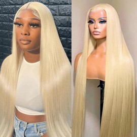 LICHANG 28 Inch 613 Lace Front Wig Human Hair Blonde 13X4 HD Transparent Lace Front Wig Human Hair 180% Density Blonde Glueless Wig 613 HD Straight Lace Frontal Wigs Human Hair Pre Plucked