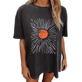 Wildflowers Shirt for Women Oversized Vintage Floral T Shirts Inspirational Graphic Tees Summer Casual Loose Beach Tops(Medium,Dark Grey)