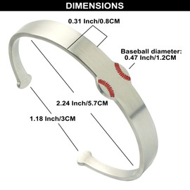 cusurlove Baseball Bracelets, Stainless Steel Adjustable Cuff Bangle with Number, Softball Gifts and Sport Jewelry for Players and Fans (Without Number -Cuff-Baseball)