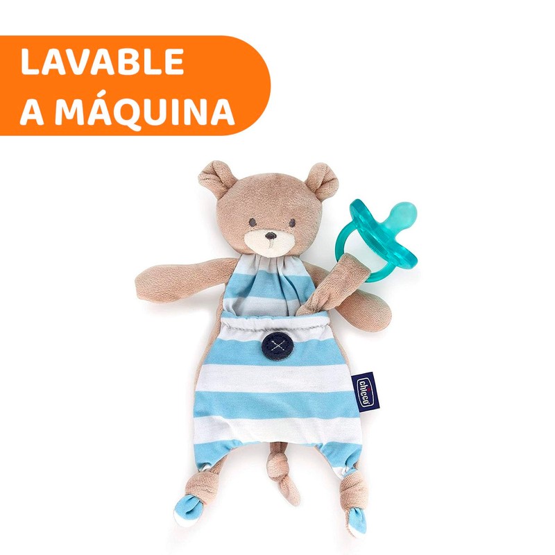 CHICCO, Porta Chupón Pocket Friend, Color Azul